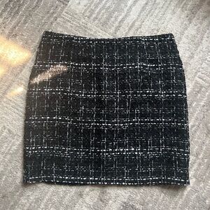 Classic Black and White Tweed Skirt